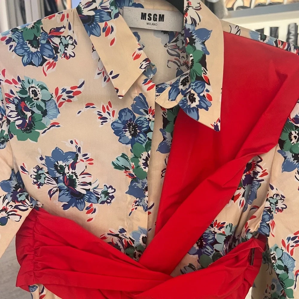 MSGM Light Pink Bouquet Poplin Shirt - Picture 2 of 4